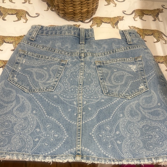 Jonathan Simkhai Light Blue Paisley Denim Mini Skirt - size 25 - Picture 4 of 5